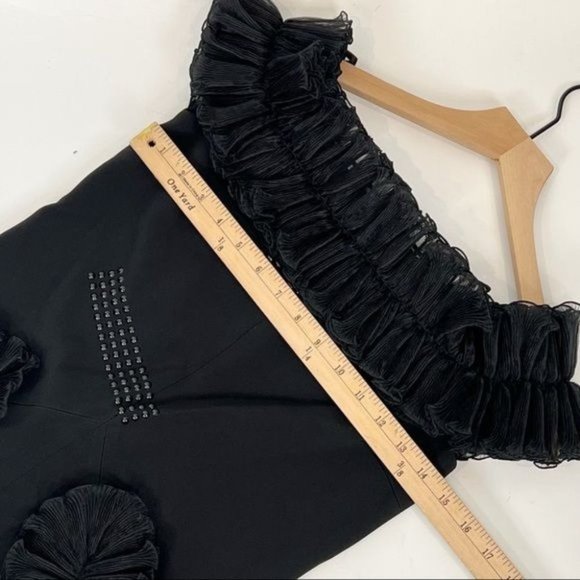CHRISTOPHER KANE Off-Shoulder Ruffle BLACK Mini Dress - Picture 12 of 16